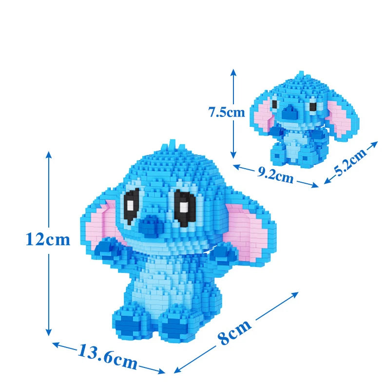 Funny Anime Figure Interstellar Stitch Blocks Small Particles Building Blocks Assembled Puzzle Block Toy Children Christmas Gift