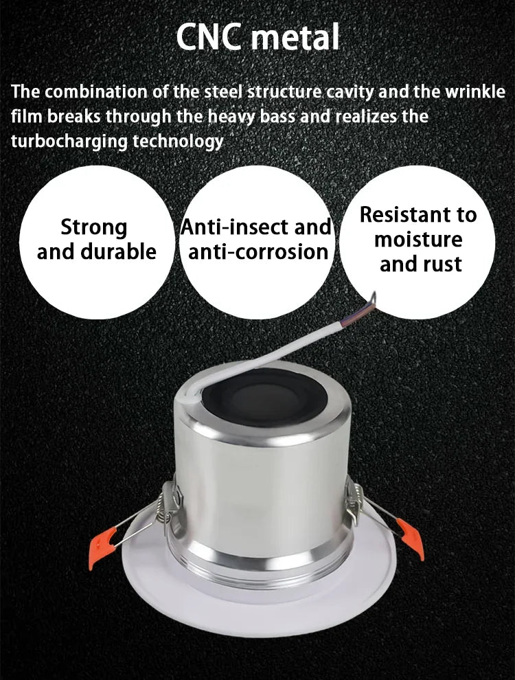 12W Mini Ceiling Speaker Stereo Home Theater Background Music System Public Address In-wall Loudspeaker Bathroom Kitchen Hotel