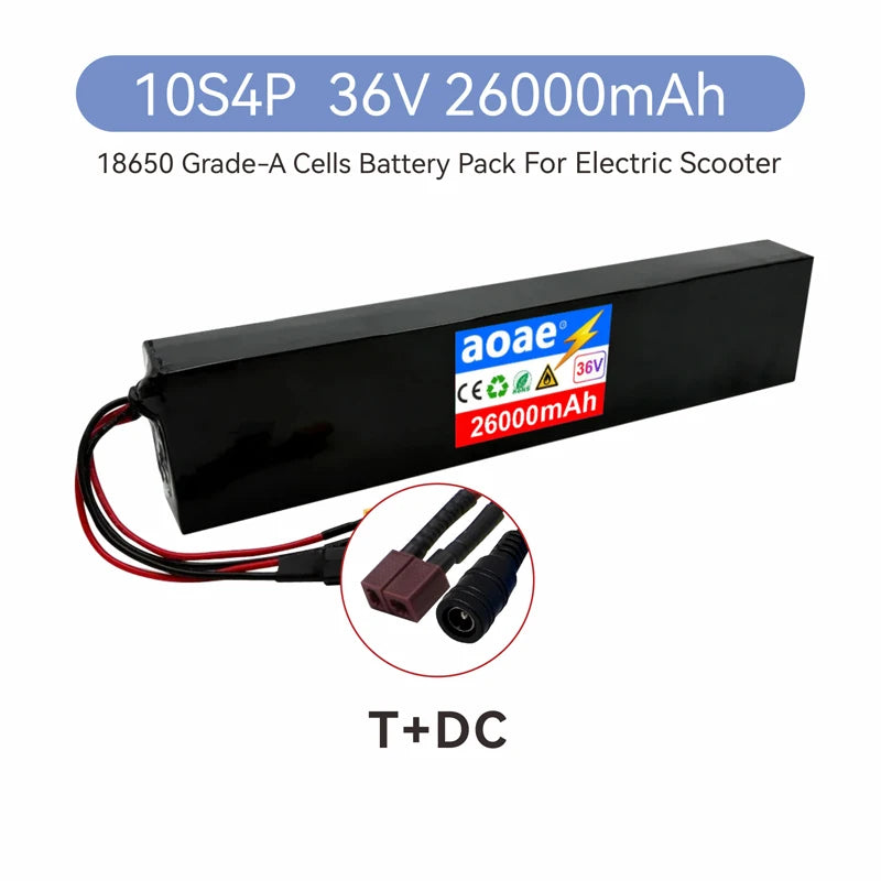 36V Electric Scooter Battery 10S4P 14Ah 18650 Grade-A Cells 500W-1000W Built-in BMS for M365 XT30 JST Long Range