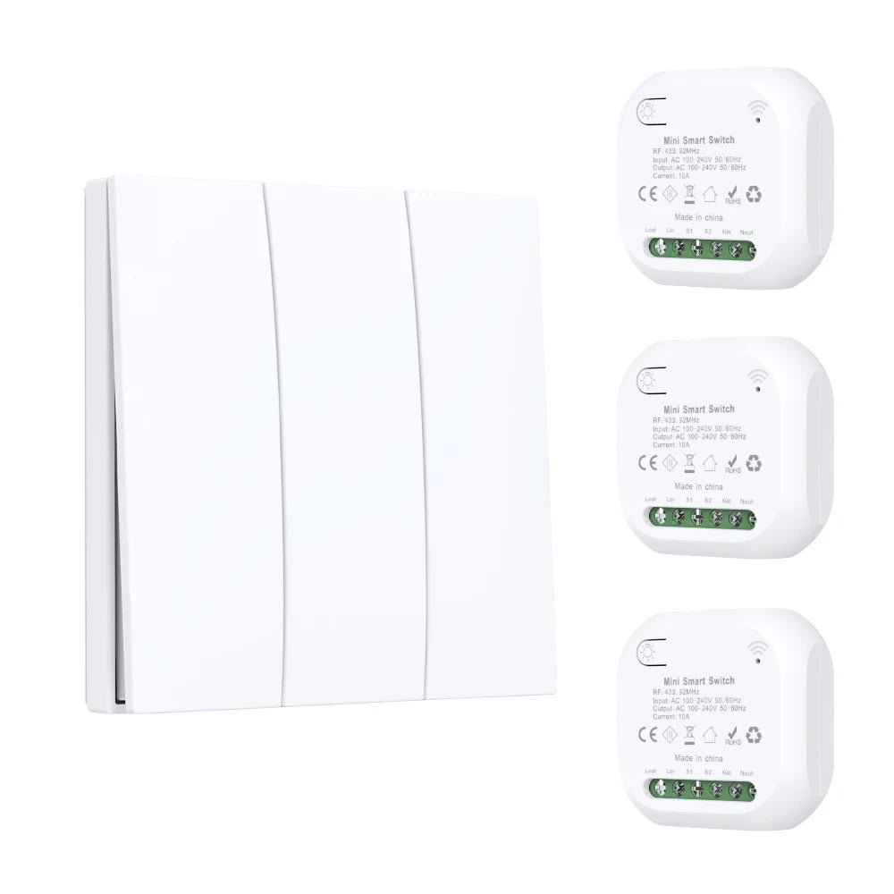 New High-End No Battery Self Powered Wireless Switch 1/2/3 Gang High-Sensitivity Kinetic Switches Rf433mhz Waterproof Panel