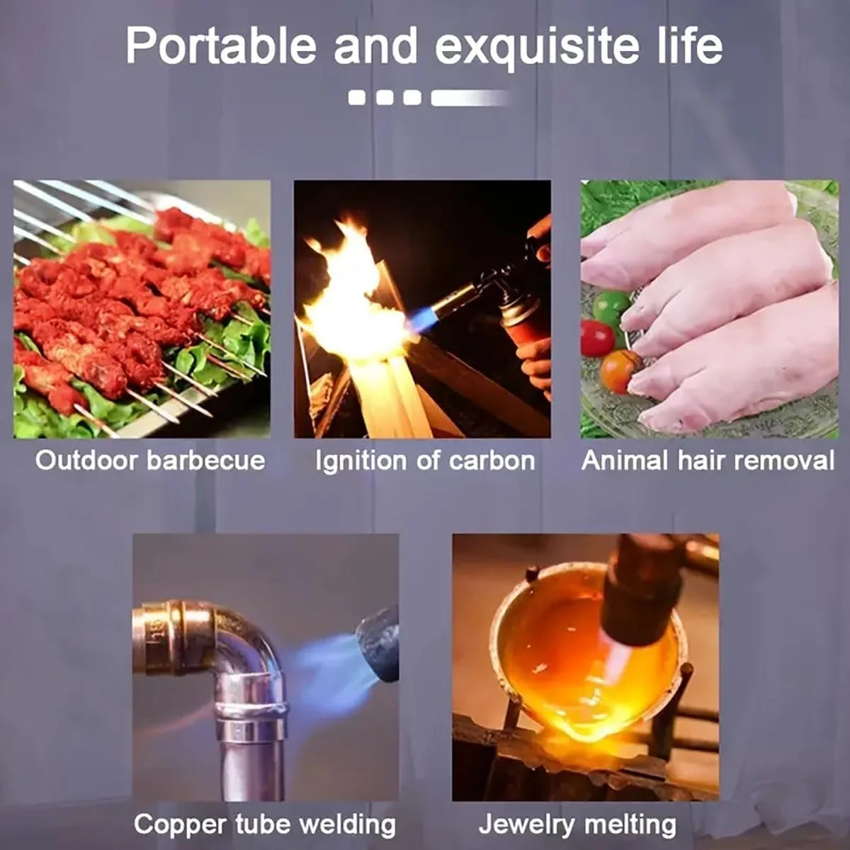 Outdoor Butane Burner Flame Gas Torch for Camping Barbecue Baking Metal Welding Heater Lighter Flame Gun for Cooking