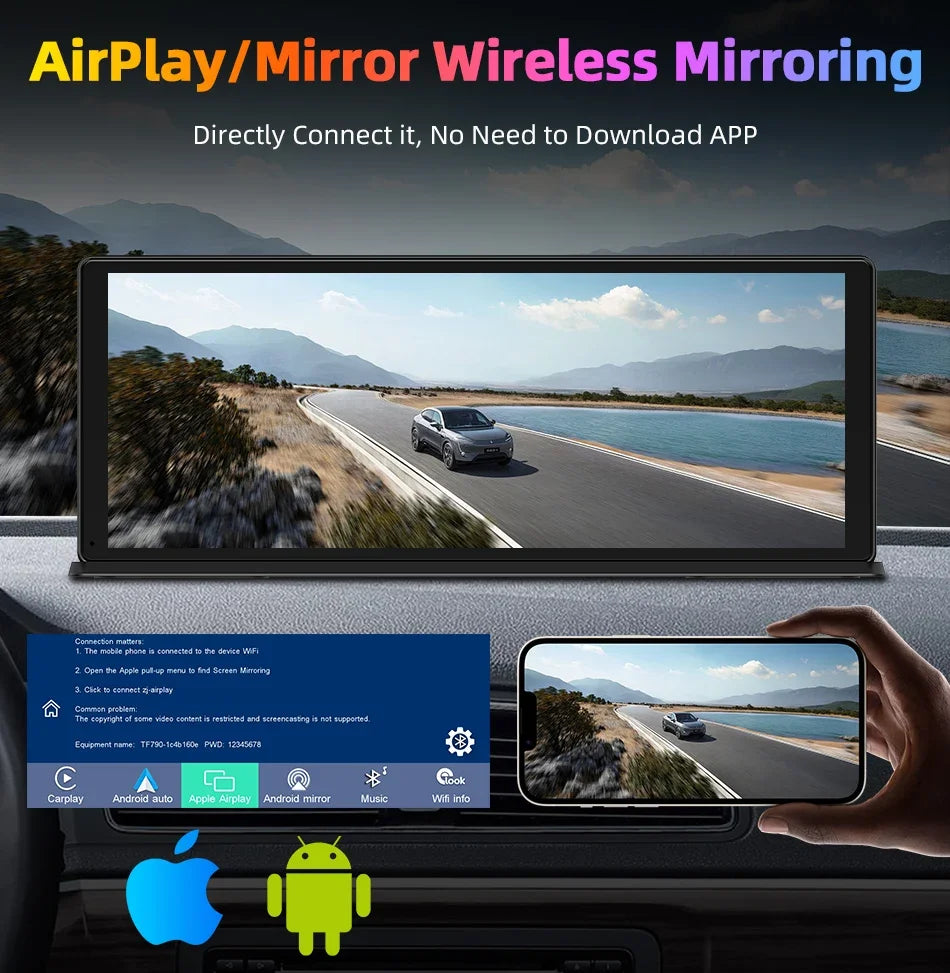 Develuck 11.3" Car Stereo Wireless Carplay Android auto Video with Rear Camera GPS Navigation Car Audio Receivers Dual Bluetooth