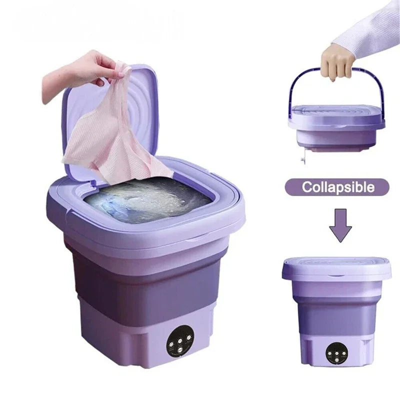 8L Portable Mini Foldable Washing Machine with Spin Dryer Compact Sock Underwear Washer for Travel Dorm Home Use Washing Machine