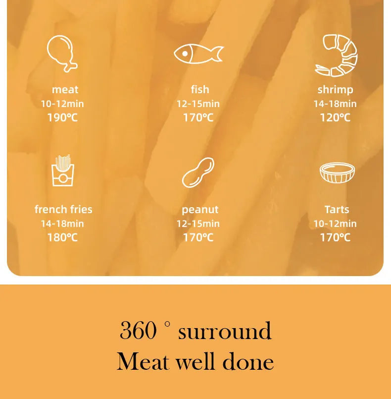 Stainless steel household 10 liter large capacity intelligent electronic digital fryer, oil-free multifunctional touch screen ai
