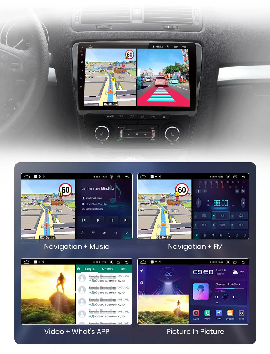 Junsun V1 AI Voice Wireless CarPlay Android Auto Radio for SKODA Octavia 2 A5 2008-2013 4G Car Multimedia GPS 2din autoradio
