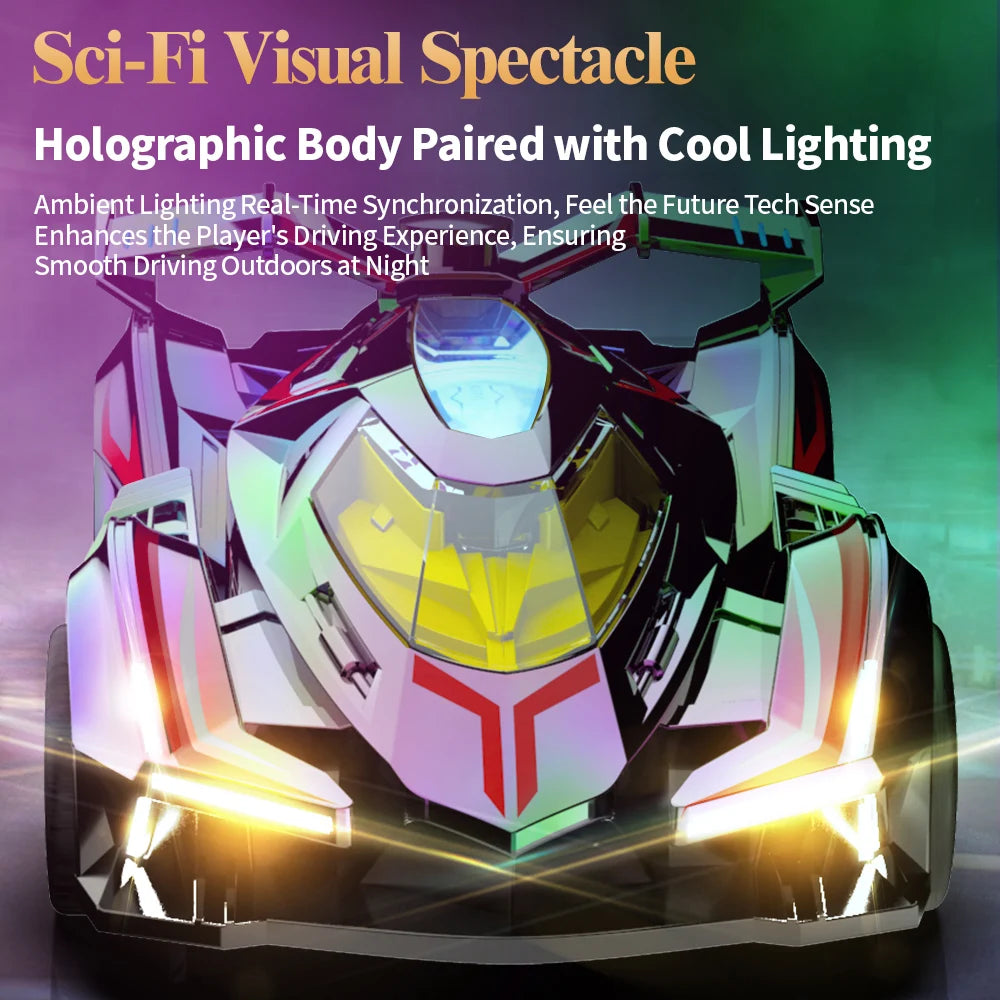 High‑Speed 4WD Holographic Spray Drift RC Car,2.4GHz,Powerful Motor,Cool Mist,45dB Quiet,USB Charging for Night Racing & Stunts