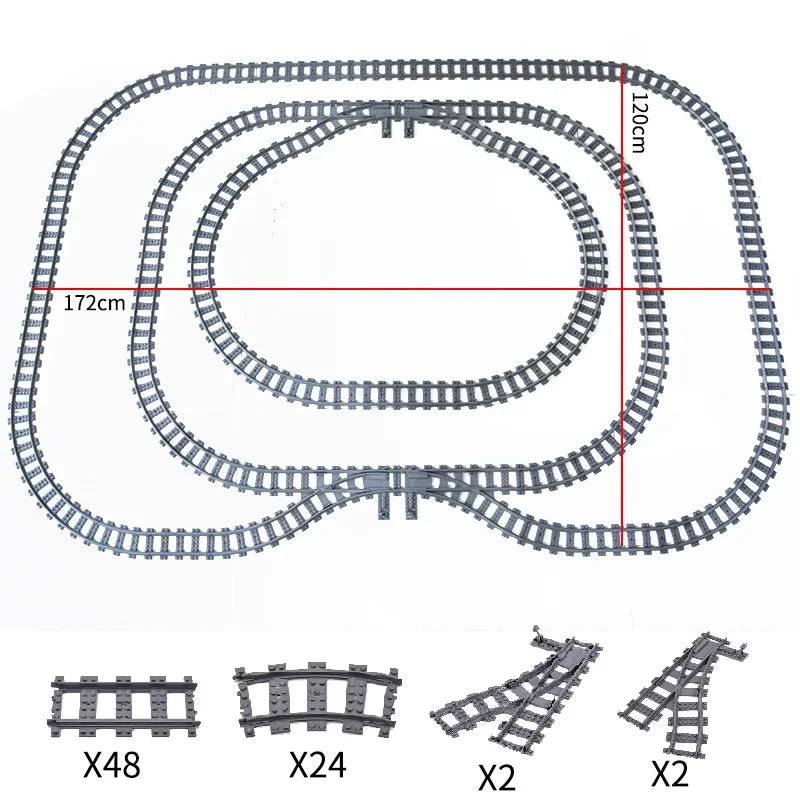 DIY Train Track Combination MOC Railroad Bridge Building Blocks Cross Track Bricks Toys Rail Car Scene Compatible With LEGO
