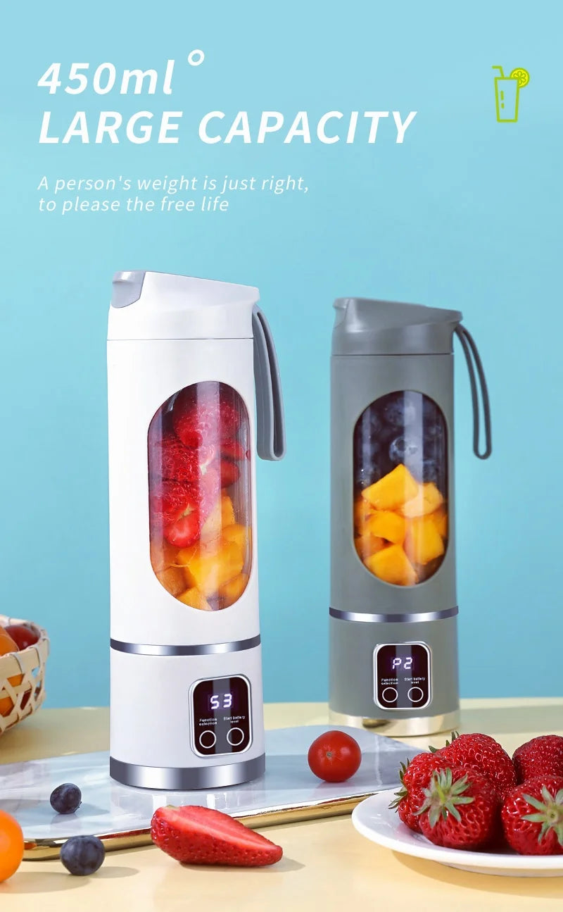 8-blade USB charging, smoothie, kitchen ingredient processor, portable juicer, 3-speed adjustable multi-function mixer juicer