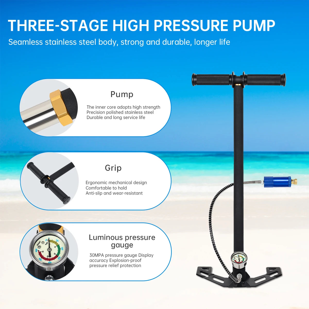 DIDEEP 1L Mini Scuba Diving Tank Set, 15-20Mins Underwater Diving Cylinder with Hand Pump，Portable Lungs Bottle with 3000 PSI