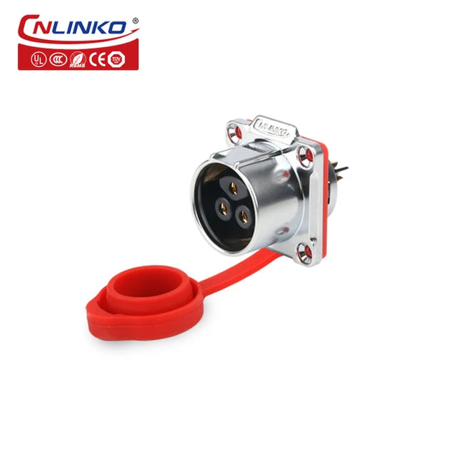 Cnlinko LP24 Plastic IP67 Waterproof 3pin Aviation Electric Plug Socket AC500V 25A Power Connector for Circular Wire Connection