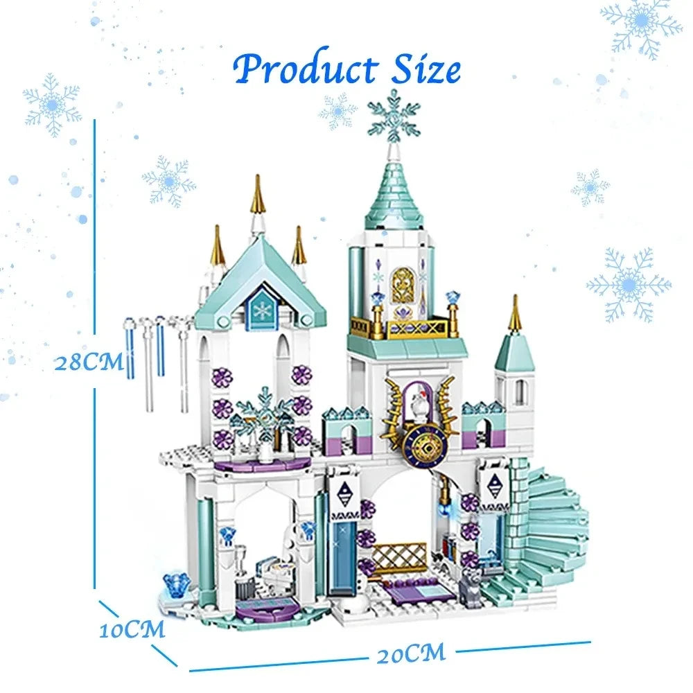 350pcs Ice Queen Castle Building Blocks Set, Princess Elsa Frozen Castle Toy for Kids - Snowflake Design Creative Play