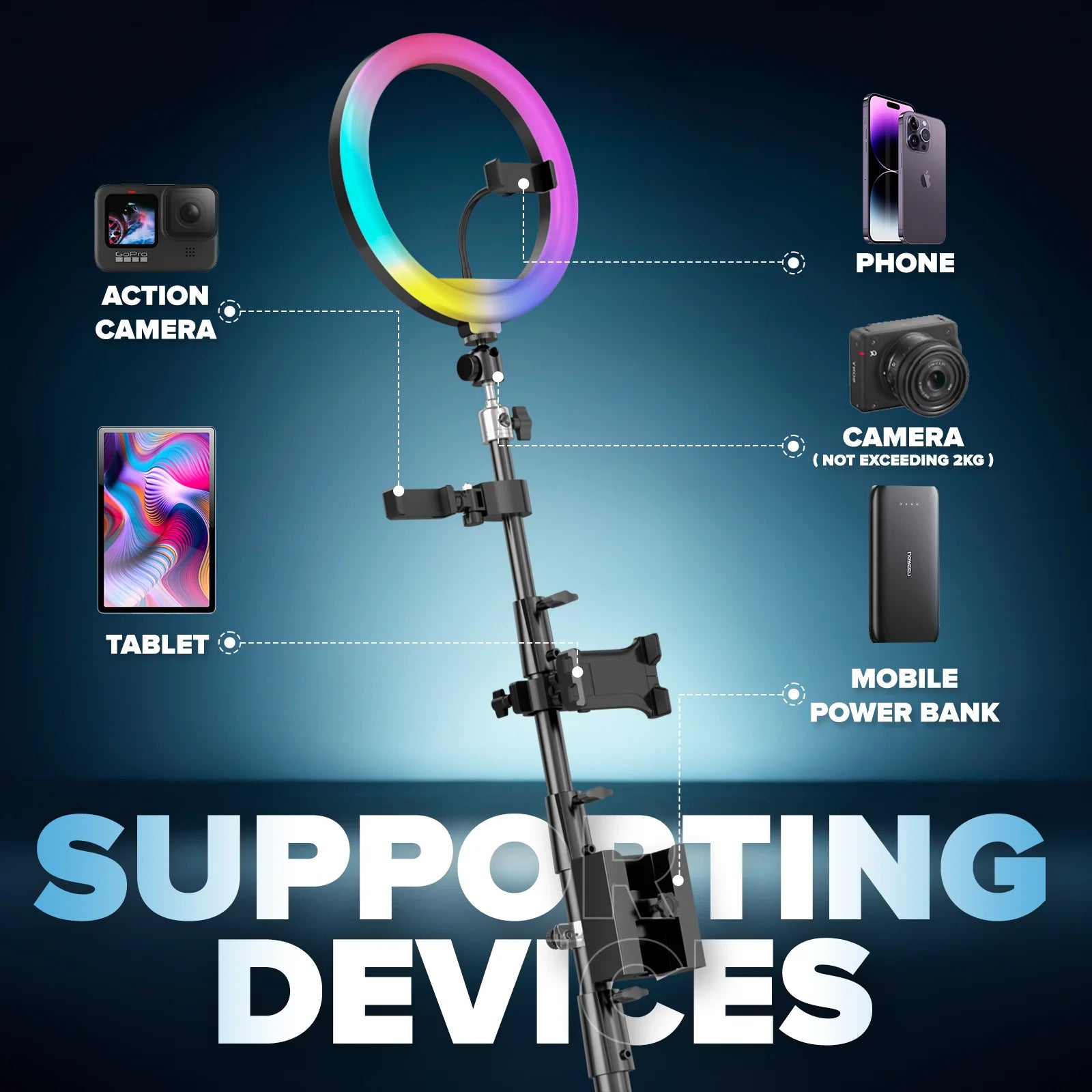 360 Photo Booth for Video with App Control Rotating 360photo Booth Degree Photobooth Machine with RGB Ring Light for Party Event