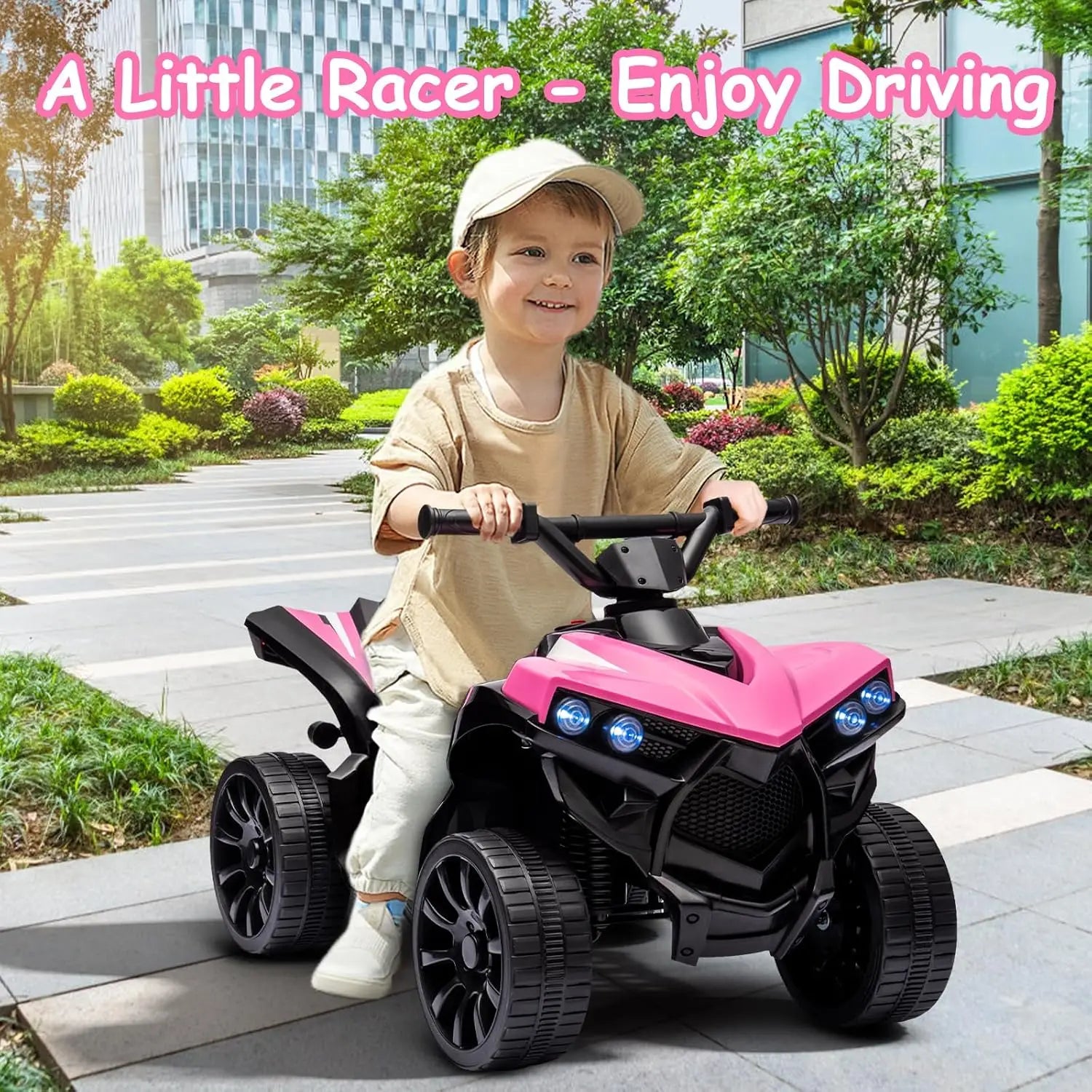6V Battery Powered Kids Electric ATV, Ride On Toys 4-Wheeler Quad for Boys and Girls, 1.8MPH Max Speed, Treaded Tires,Rubber Handles, Push-Button Accelerator