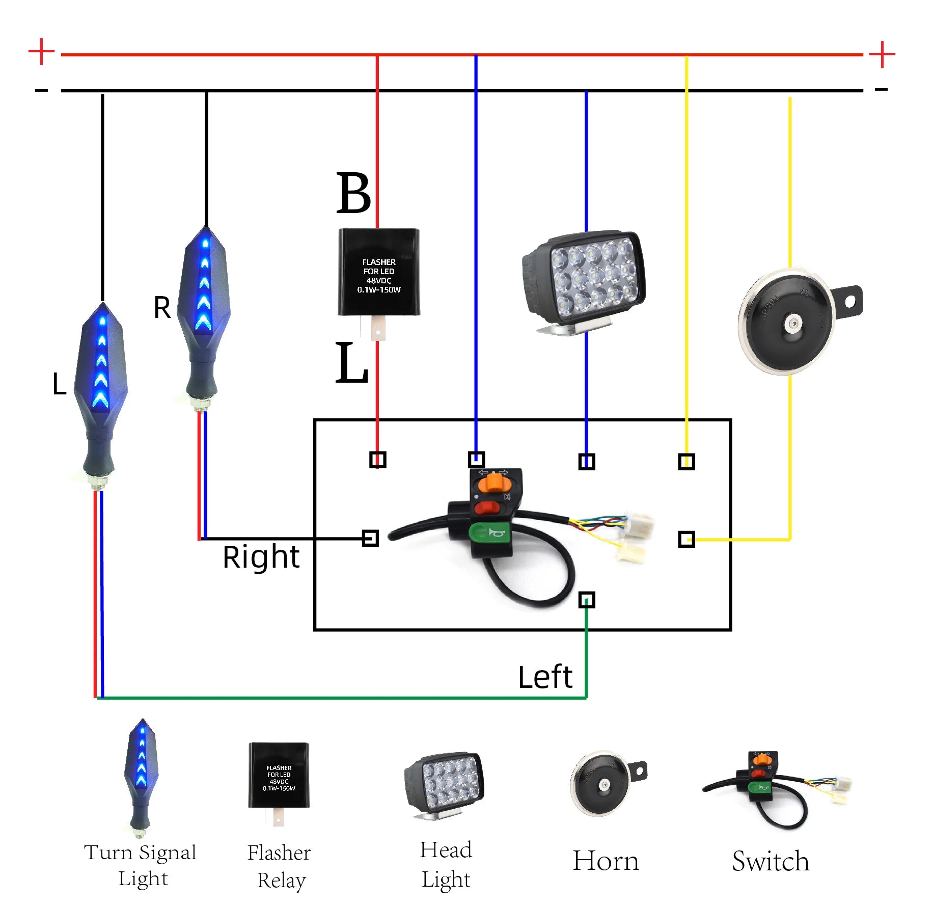 Electric E-bike blinker 12v 32v 48v 52v 60v turn signal indicator flasher led light bicycle moto motorbike scooter accessories