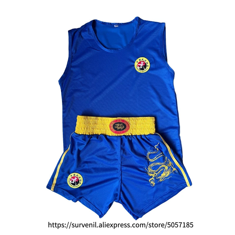 Muay Thai Shorts Quick Dry Boxing Clothes Men Women Kids Sanda Wushu Uniform Gym Martial Arts MMA Suit Boxing Shorts and Vest