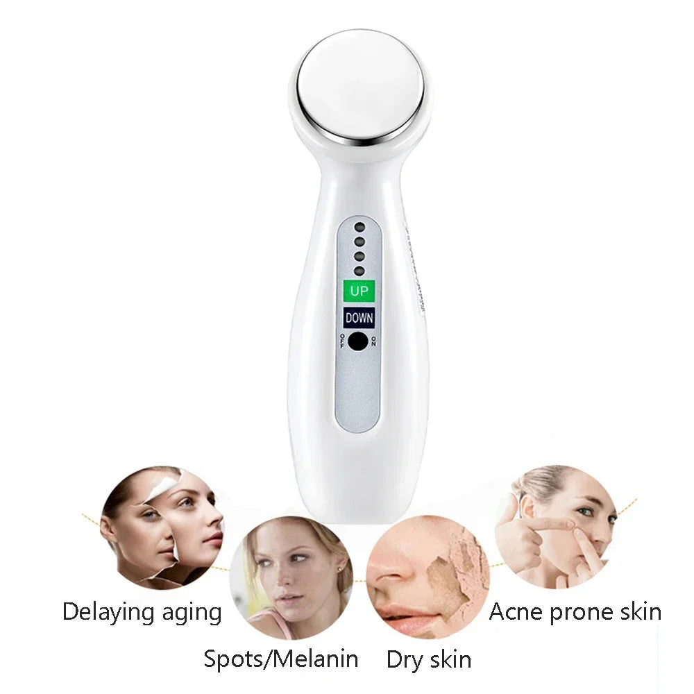 1Mhz 3Mhz Electric Ultrasonic Face Cleanser Massager 7 Colors Photon Sonic Lifting Facial Skin Care Anti Aging Wrinkle Removal