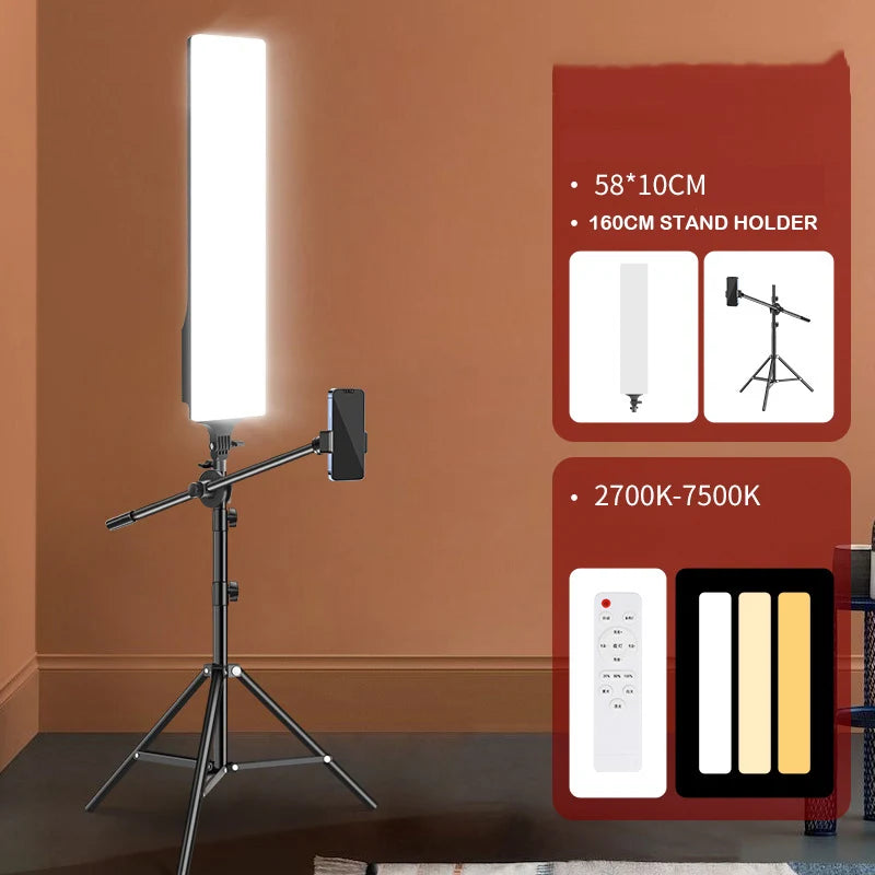 Big Size Fill Lamp Light Photo Studio LED Video Panel Photography Lighting With Tripod Stand Long Arm EU Plug For Live Stream