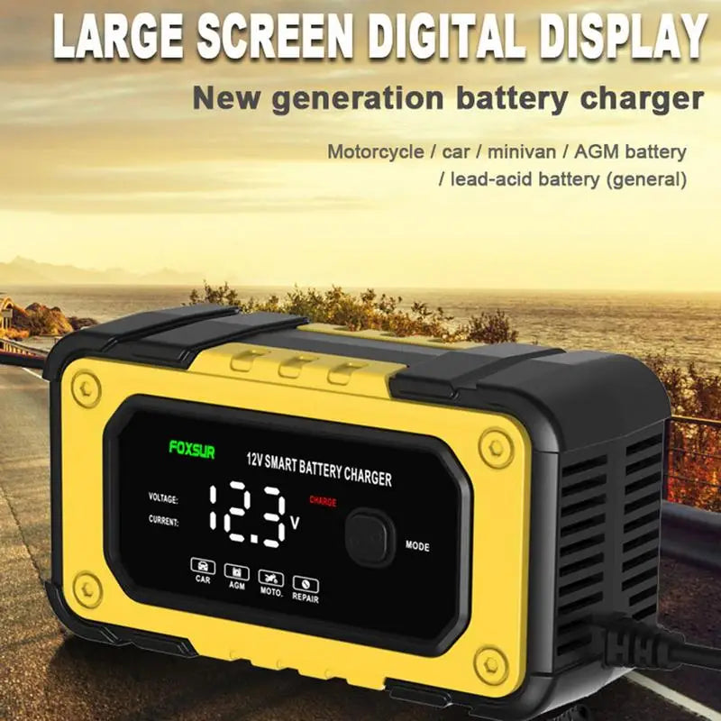 Stay charged and ready with this portable battery jumper starter power pack—featuring an LCD screen and powerful engine support for reliable jump starts anytime!