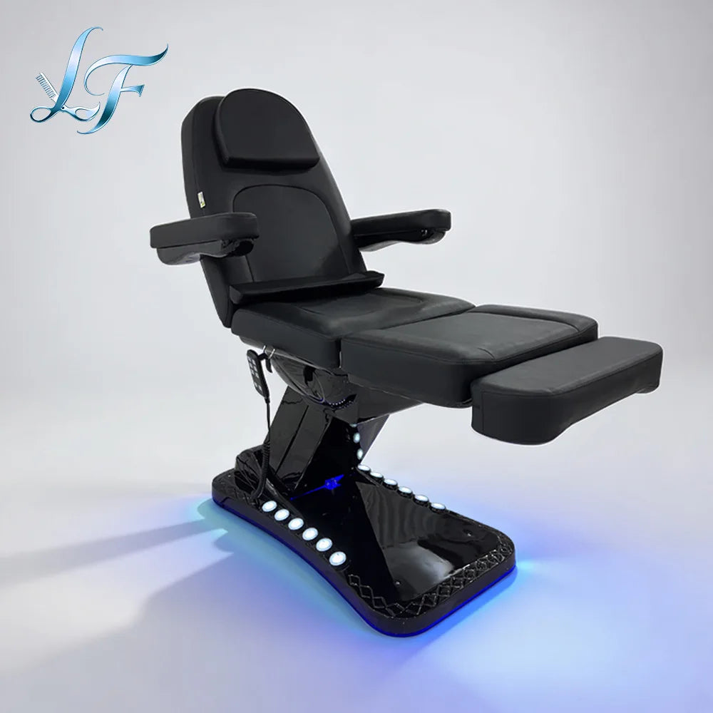 Black Electric 3 Motor Aesthetic Reclining Examination Tattoo Chair Spa Massage Table Cosmetic Facial Beauty Bed