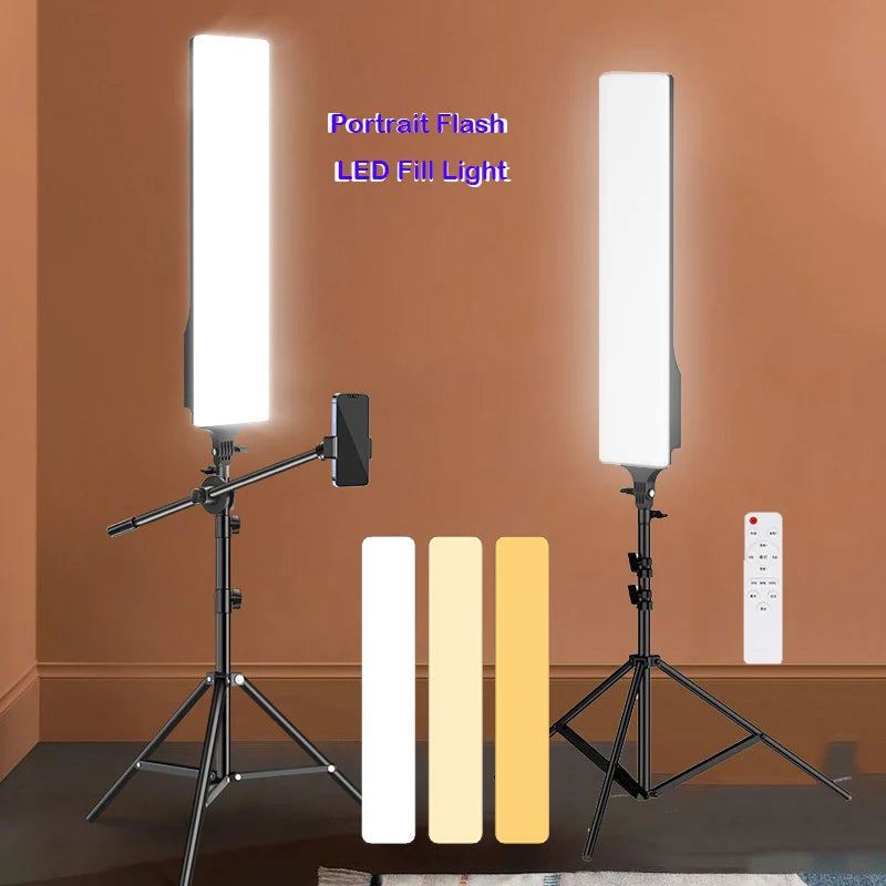 Big Size Fill Lamp Light Photo Studio LED Video Panel Photography Lighting With Tripod Stand Long Arm EU Plug For Live Stream