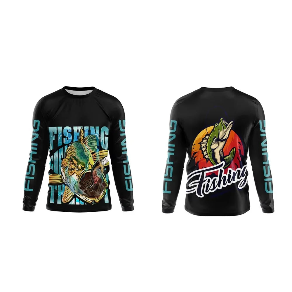 Mens Fishing Shirt Long Sleeve T-Shirt Camping Outdoor Men T-Shirt Summer Loose Fishing Graphic Sports T-Shirts for Men Clothing