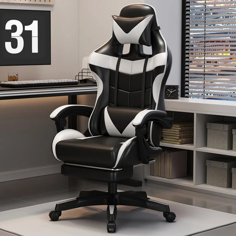 Gaming Chair Ergonomic Office Chair Adjustable Swivel Computer Chair Silent Wheels Lumbar Support Comfortable Seat Home