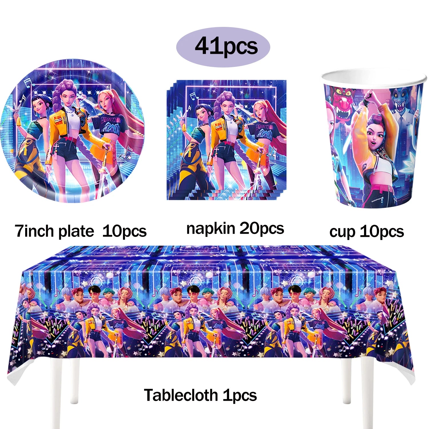 Hot K-Pop Birthday Party Decoration Set Kids Tableware Balloons Cups Plates Napkins Cake Topper Banner Gift Bag - Party Supplies
