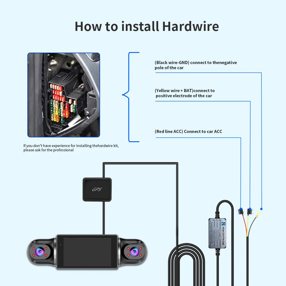 Dash Cam for Cars Free 64GB Dash Cam 360 Degrees Car DVR WiFi GPS 24h Parking Monitor 4 Lens HD 1080P Video Recorder APP Control