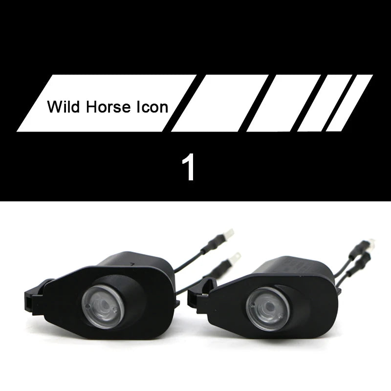 For Ford Mustang 2013-2022 Side Rearview Mirror Welcome Icon Lights HD LED Projector Ghost Shadow Lamp Modification Never Fade