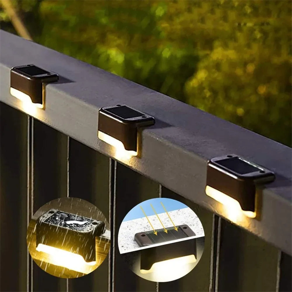 Solar LED Light Outdoor Garden Light Solar Fence Lamp Waterproof Deck Lamp Solar Stair Light Patio Stairs Pathway Garden Decor