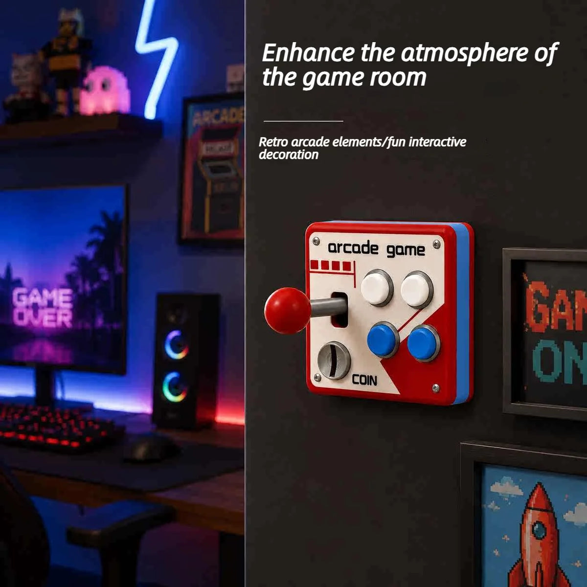 Novelty Retro Arcade Joystick Light Switch Cover 3d Printed Punch Free Wall Decor Unique Housewarming Birthday Gift