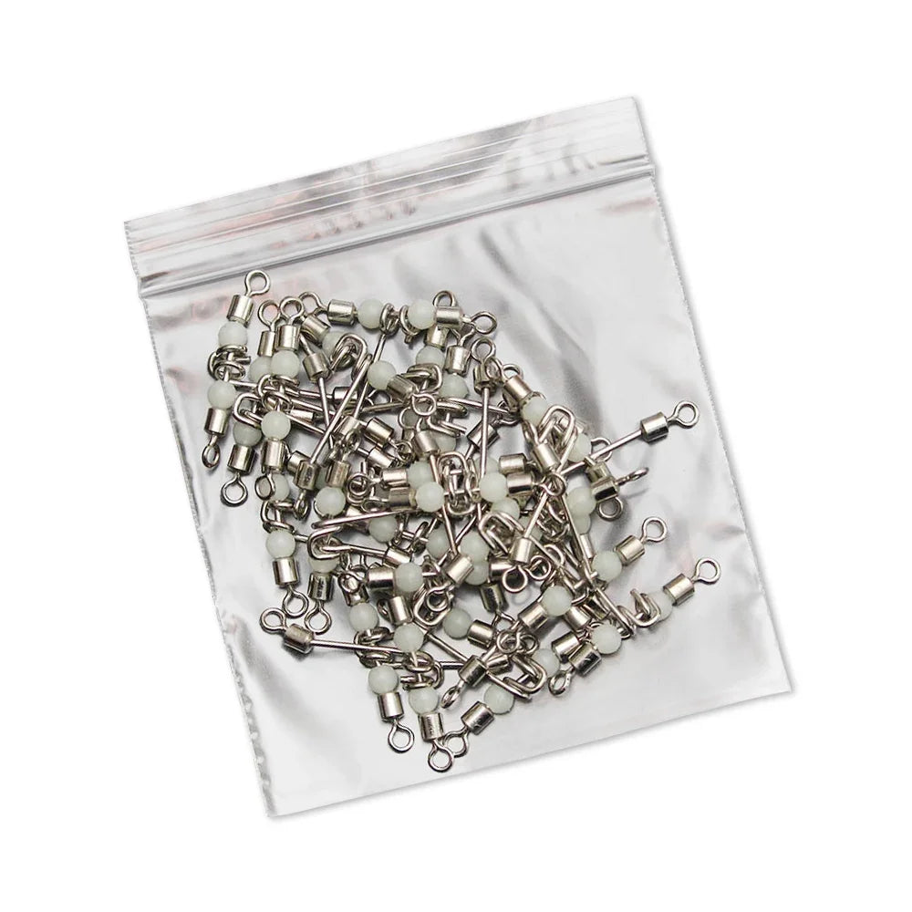 10pcs Luminous Fishing Swivels T-Shape 3 Way Rolling Swivel Cross-Line Barrel Swivel with Beads Sea Fishing Hook