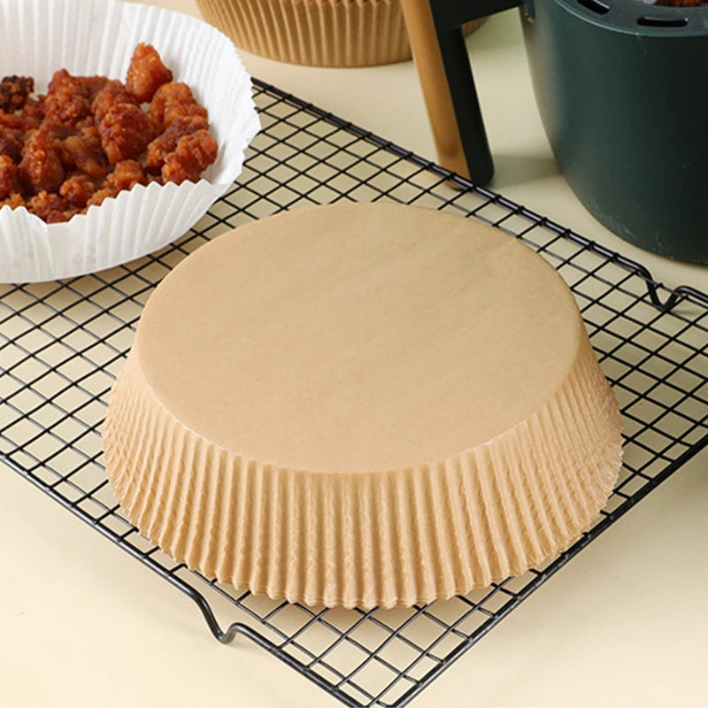50/100pc Silicone Oil Paper Holder For Air Fryers Disposable Baking Oil Absorbing Baking Tray Paper Food Grade Non Stick Kitchen