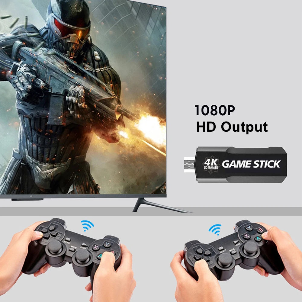 2025 New Video Game Console Double Wireless Controller Game Stick Retro Game Console 4K HD 128G 40000 Games 2.4G For PSP PS1 GBA