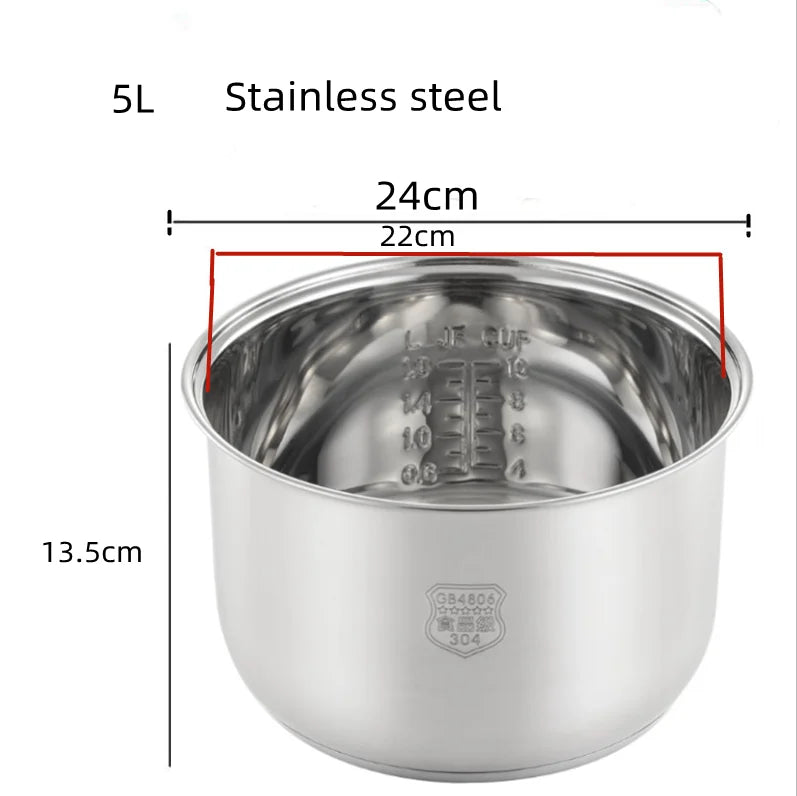 Stainless steel liner without coating ceramic glaze liner rice cooker rice cooker electric pressure cooker inner bowl 4L 5L 6L
