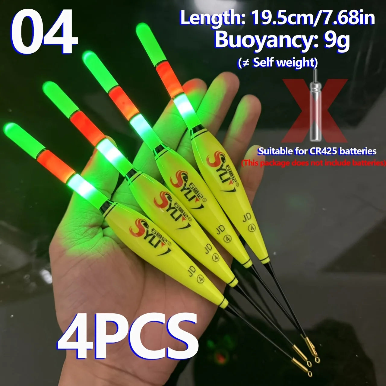 4PCS Fishing Night Float Electronic Luminous Bold Visibility European Carp Fishing Set Luminous Float (Excluding Battery)