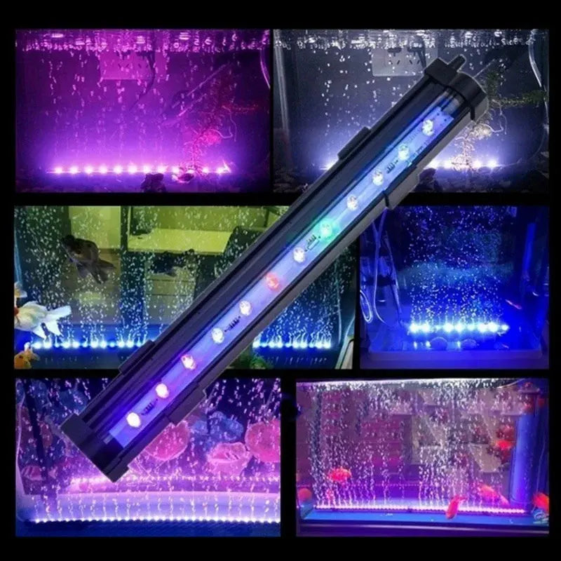 Fish Tank 46cm Colorful Slow Flash Submersible Light Aquarium Waterfall Bubble LED Light Automatic Color-changing Ambient Lamp