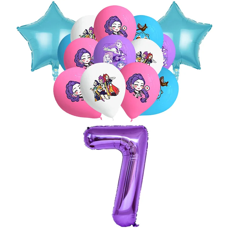 Happy Birthday Party Decoration Character Anime Tableware Plate Cup Balloon Set Banner Backdrop Gift Bag Keychain Party Supplies