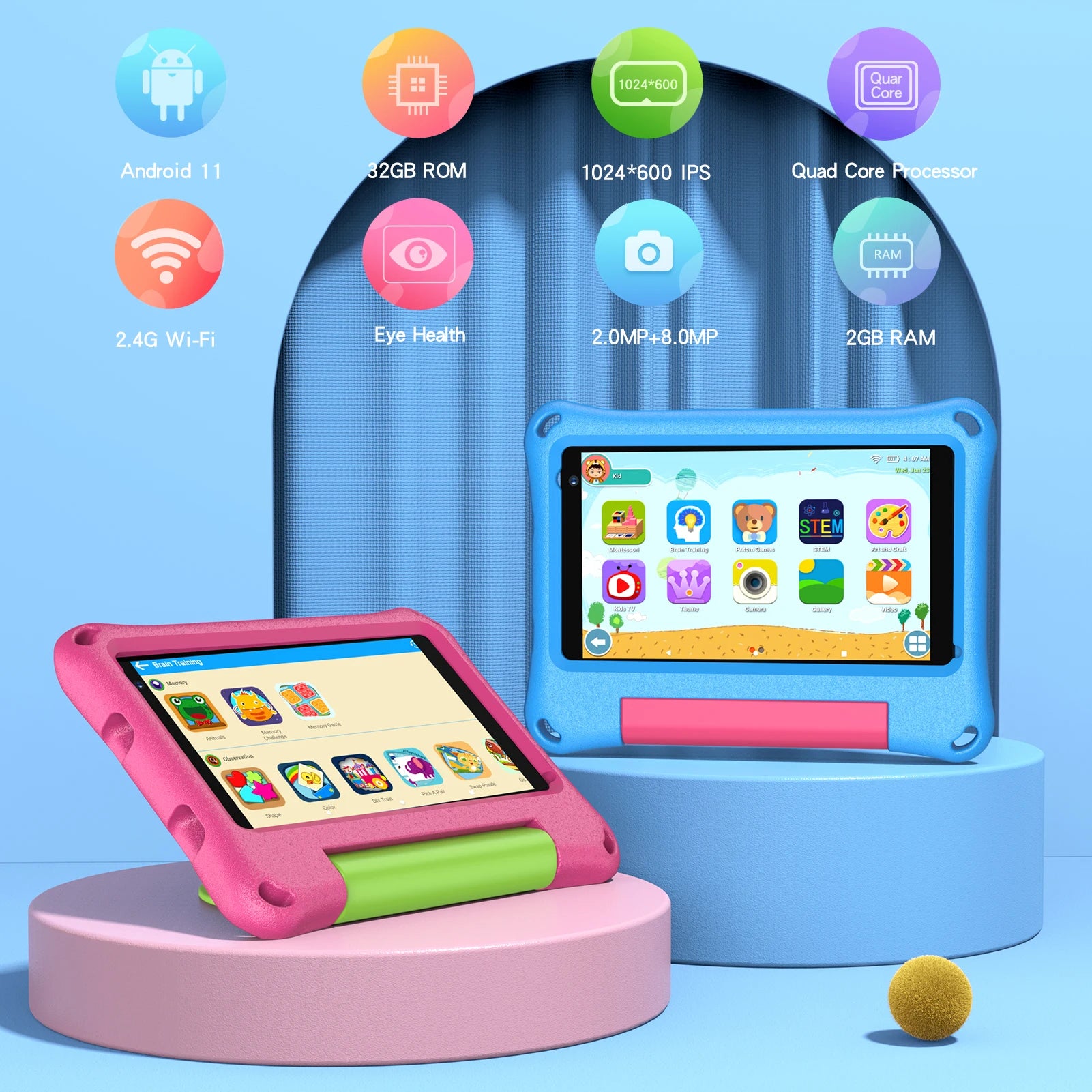 Keep your little ones entertained and safe with this 7-inch kids tablet—featuring WiFi, dual cameras, and a child safety mode perfect for toddlers!