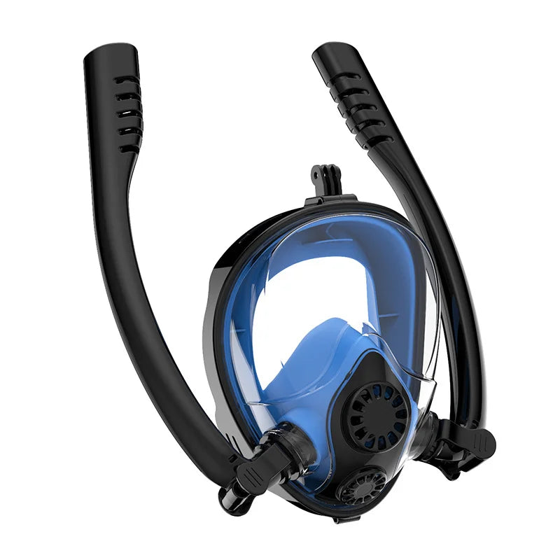 Adults Full Face Snorkel Mask Double Breathing Tube 180° Wide-Eye Panoramic Vision Advanced Anti-Fog Swim Leak-Proof Adventures