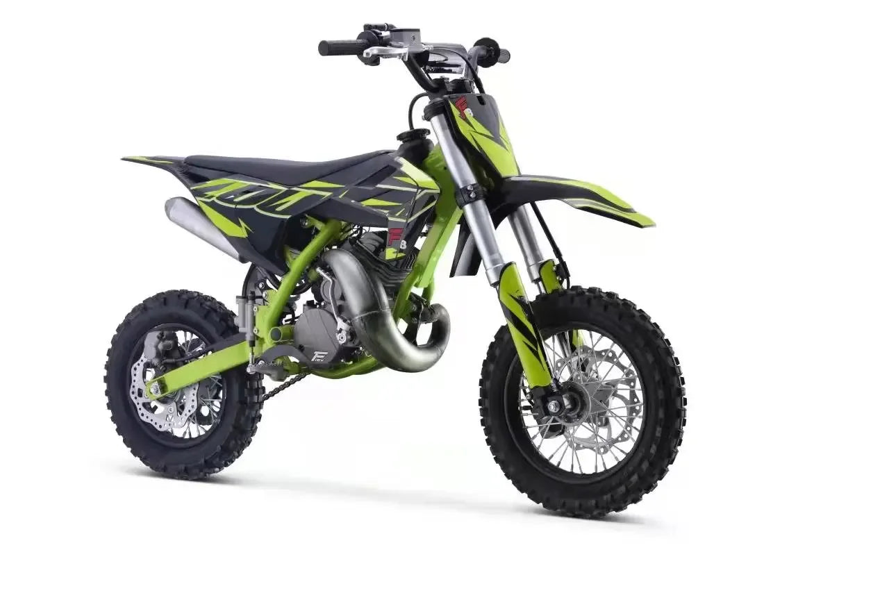 Perfect for young riders, this 50cc 2-stroke mini dirt bike features electric start and off-road capability—ideal as a pit bike for kids ready for adventure!