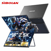 Sibolan 16 inch Dual Screen Portable Monitor 2.5K 60Hz 100% SRGB Foldable Laptop Display Extender HDMI USB-C Plug For Win Mac