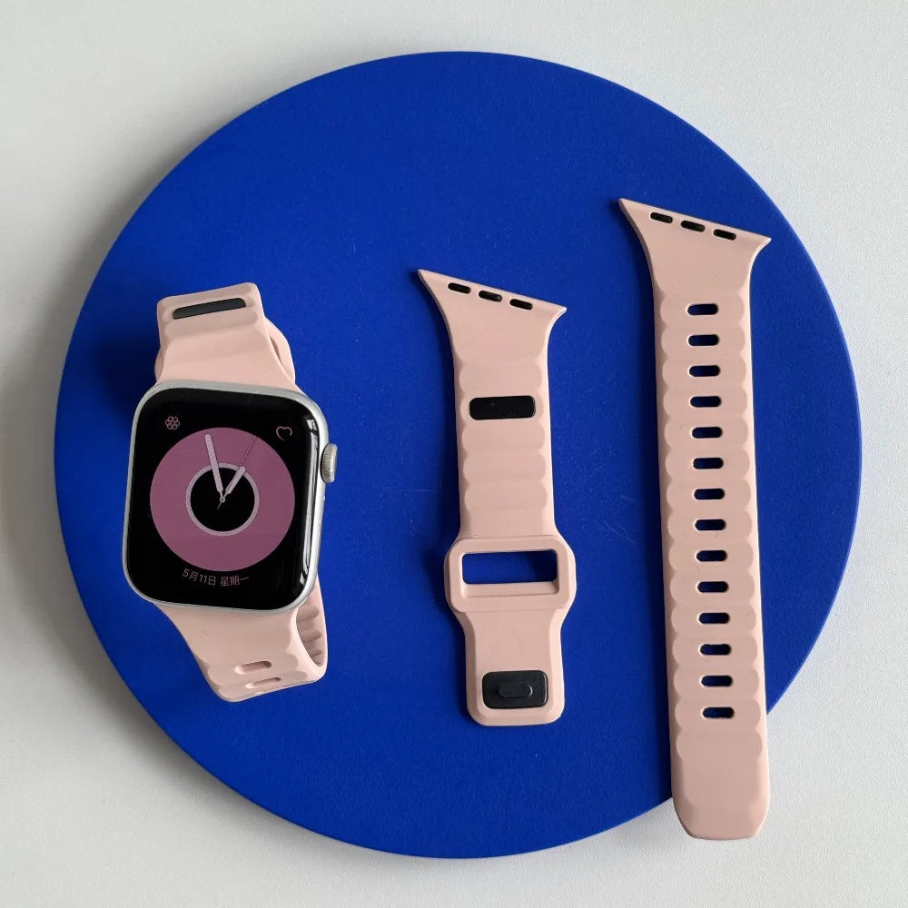 Silicone Sport Strap For Apple Watch Band Ultra 49mm 40mm 41mm 44mm 45mm 46mm correa bracelet iwatch Series 11 10 9 8 7 6 5 se