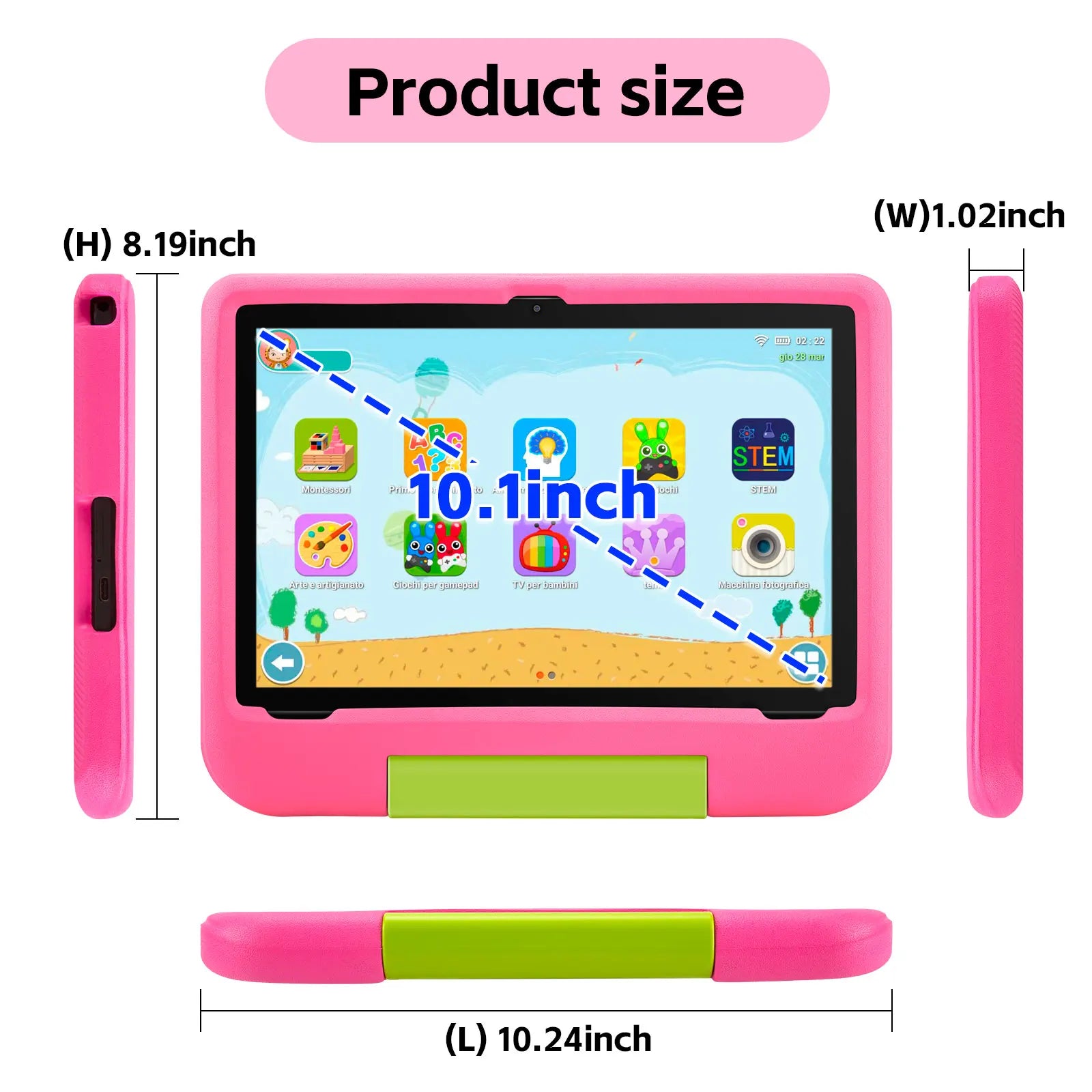 ANRY Kids Tablet Android 15 10.1 Inch CPU A523 2.0GHZ Octa-Core 4GB RAM 64GB ROM 5000Mah Dual Camera Tablets Children's Gifts