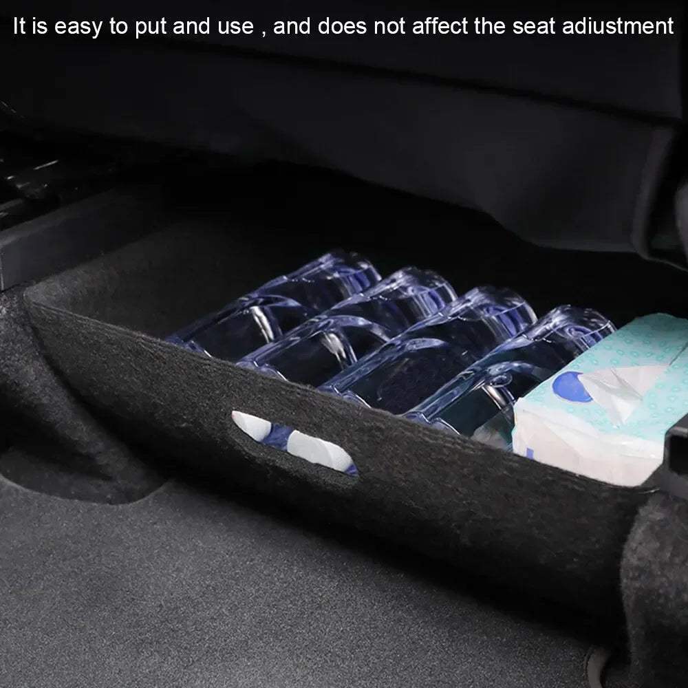 For Tesla Model Y High Capacity Organizer Case Felt Cloth Drawer Holder Under Seat Hidden Box Storage Box Black Worldmuma