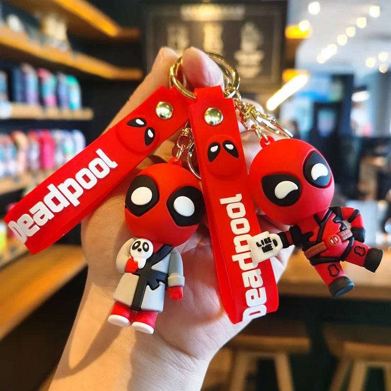 Anime Deadpool Doll Cartoon Anime Silicone Keychain Pendant Car Chain Backpack Silicone Keychain Gift for Friends