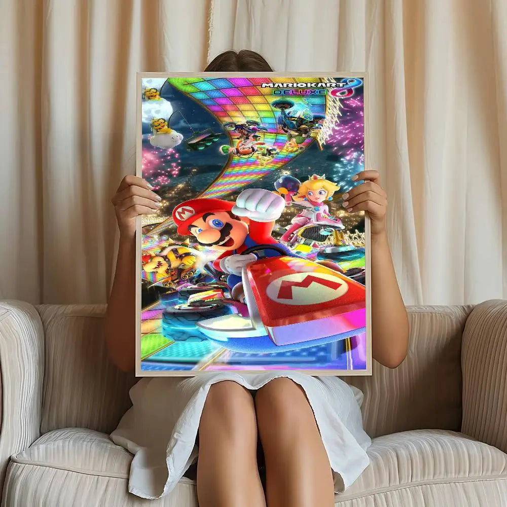 Game Super Mario Self-adhesive Art Poster Retro Kraft Paper Sticker DIY Room Bar Cafe Stickers Wall Painting