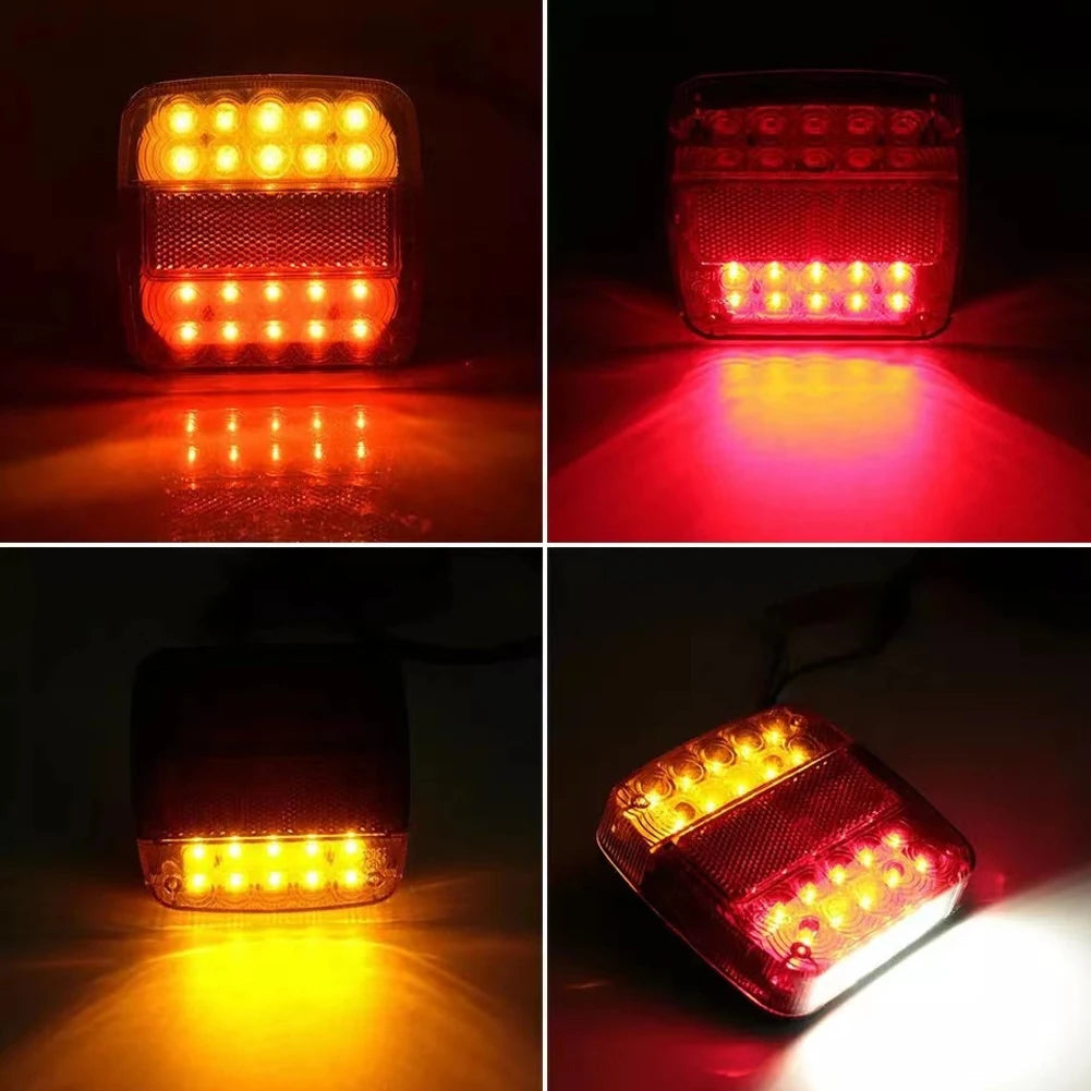 2Pcs 12V 26 LED Tail Light Super Bright 26 LED Stop Tail Lights IP65 Waterproof Car Number Plate Light for Trailer Truck RV Boat