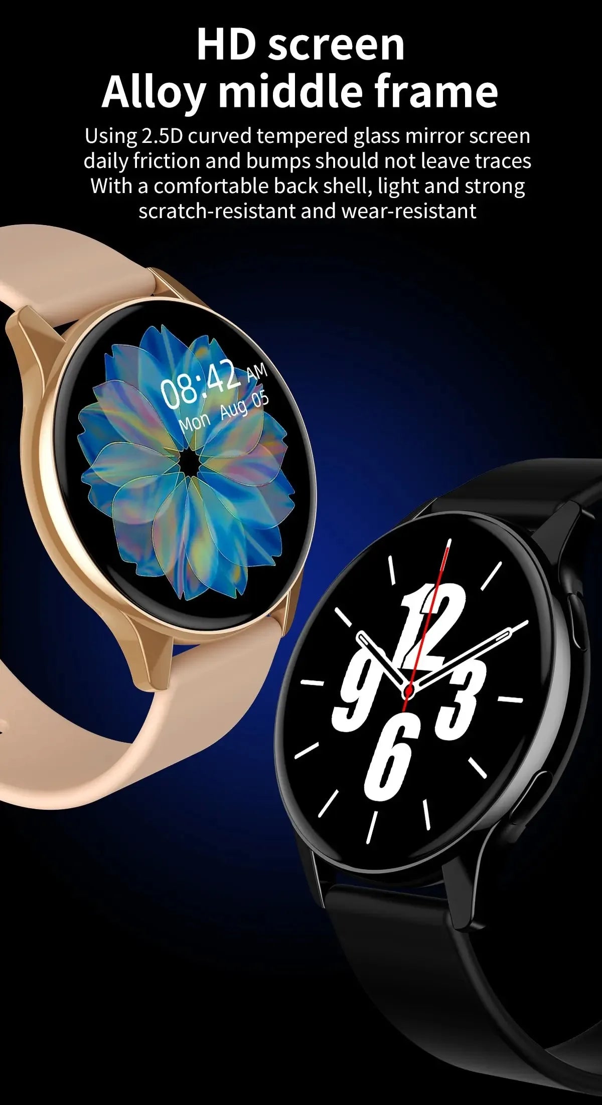 Track your sleep and stay connected in style with this round-display smartwatch for men and women, compatible with iOS and Android!