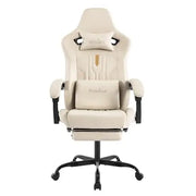Gaming Chair with Footrest Ergonomic Computer Chair Massage Lumbar Cushion, Racing Video Game Chair Adjustable Rocker